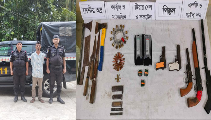 নোয়াখালীতে অস্ত্রসহ যুবক গ্রেফতার
